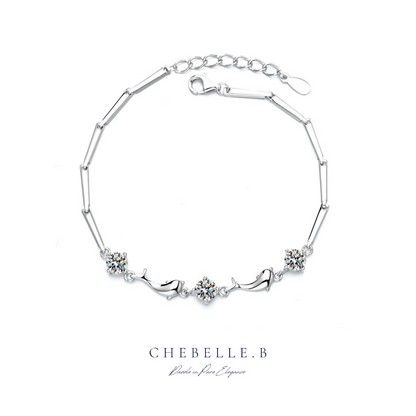 S925 Sterling Silver Starlight Dolphin 0.5-Carat Moissanite Bracelet
