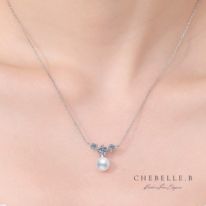 S925 Sterling Silver Freshwater Pearl 0.9-Carat Moissanite Necklace
