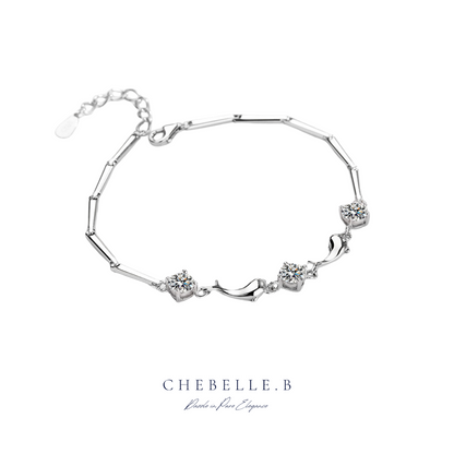 S925 Sterling Silver Starlight Dolphin 0.5-Carat Moissanite Bracelet