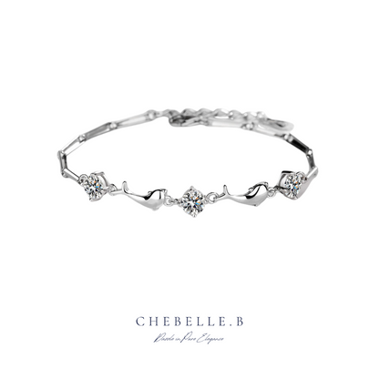 S925 Sterling Silver Starlight Dolphin 0.5-Carat Moissanite Bracelet