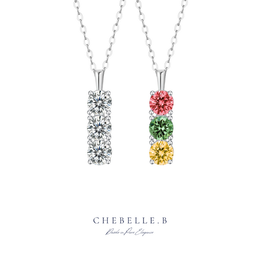 S925 Sterling Silver Tricolor 0.5-Carat Moissanite Necklace