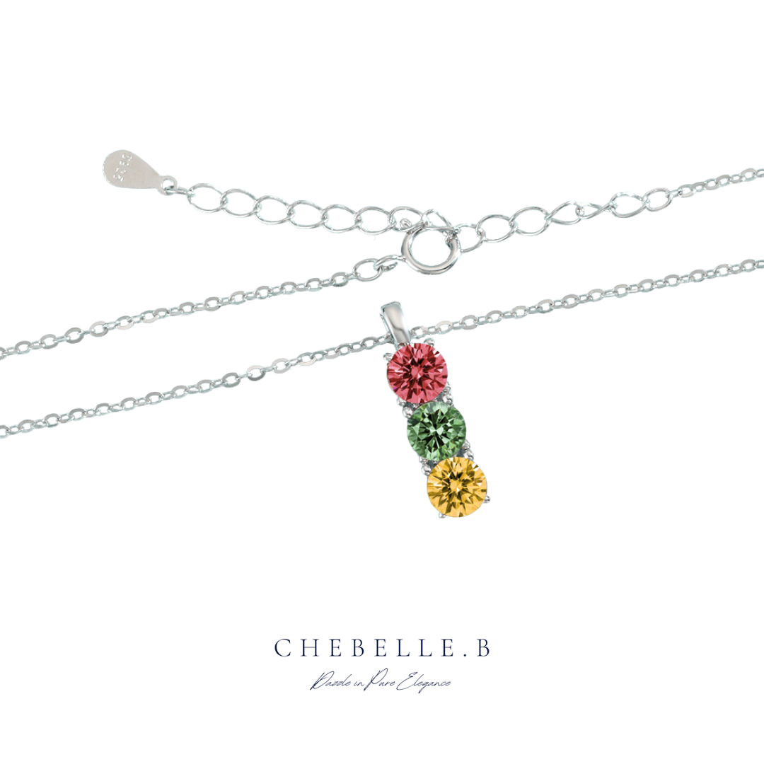 S925 Sterling Silver Tricolor 0.5-Carat Moissanite Necklace