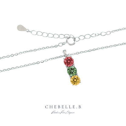 S925 Sterling Silver Tricolor 0.5-Carat Moissanite Necklace