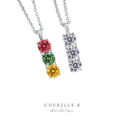 S925 Sterling Silver Tricolor 0.5-Carat Moissanite Necklace