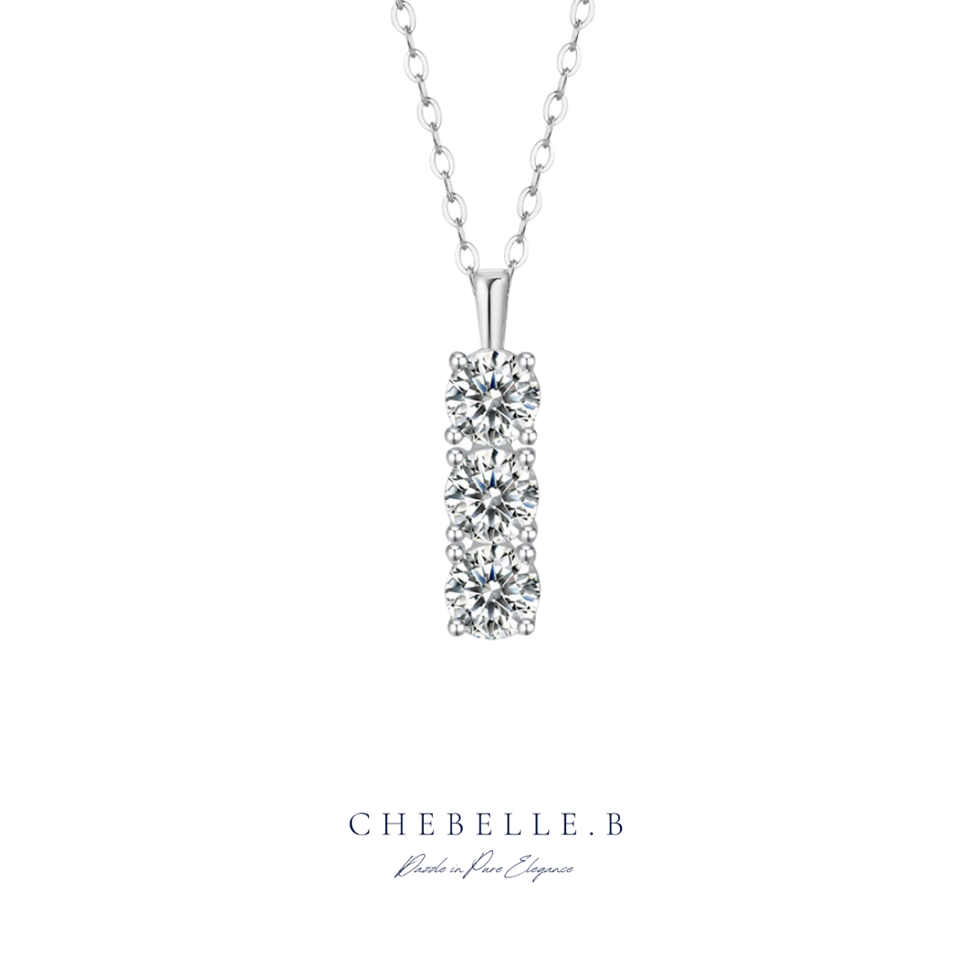 S925 Sterling Silver Tricolor 0.5-Carat Moissanite Necklace