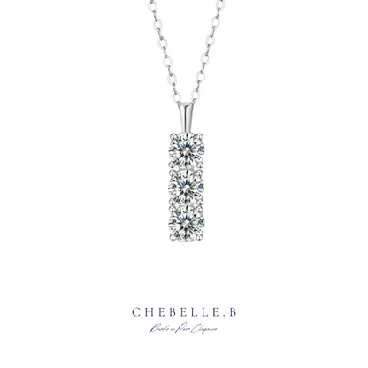 S925 Sterling Silver Tricolor 0.5-Carat Moissanite Necklace