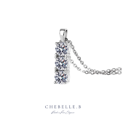 S925 Sterling Silver Tricolor 0.5-Carat Moissanite Necklace