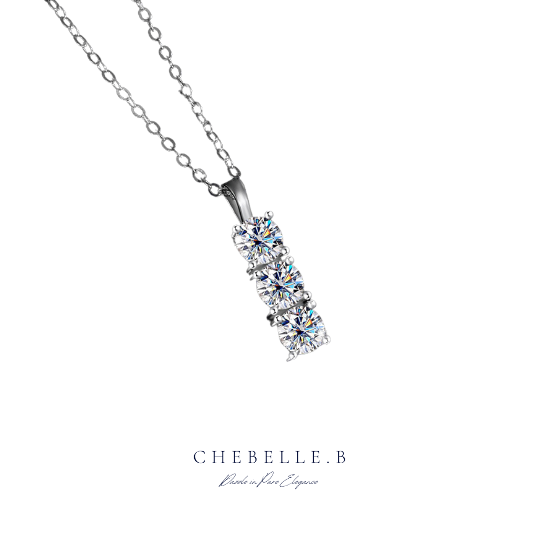 S925 Sterling Silver Tricolor 0.5-Carat Moissanite Necklace