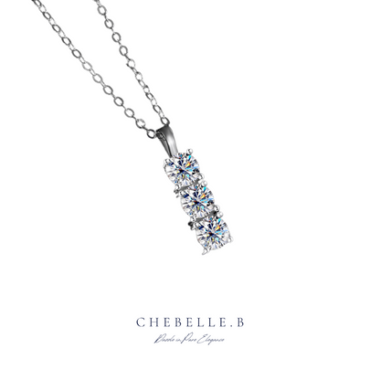 S925 Sterling Silver Tricolor 0.5-Carat Moissanite Necklace