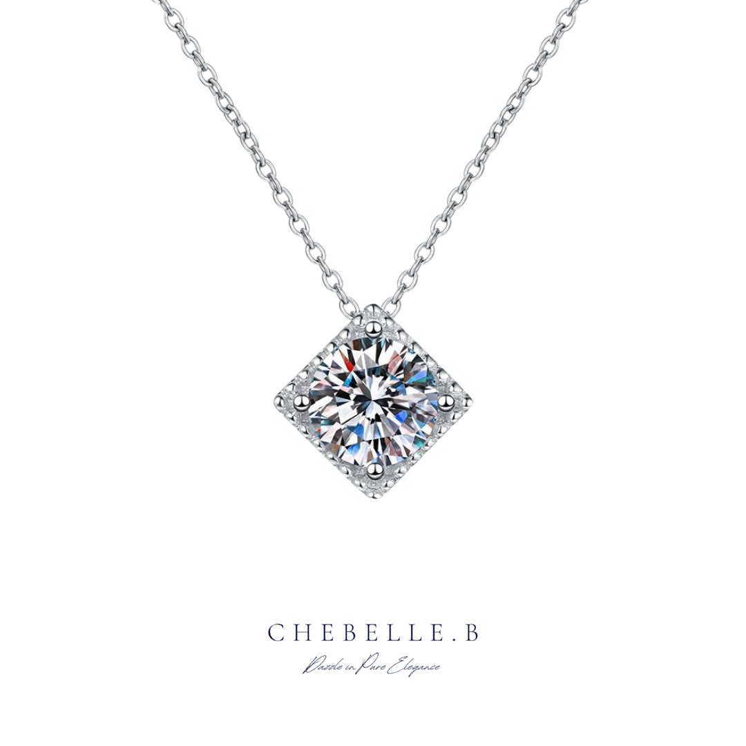 S925 Sterling Silver Minimalist Cube Moissanite Pendant Necklace