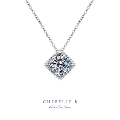 S925 Sterling Silver Minimalist Cube Moissanite Pendant Necklace