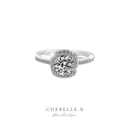 S925 Sterling Silver 1-Carat Moissanite Square Halo Ring