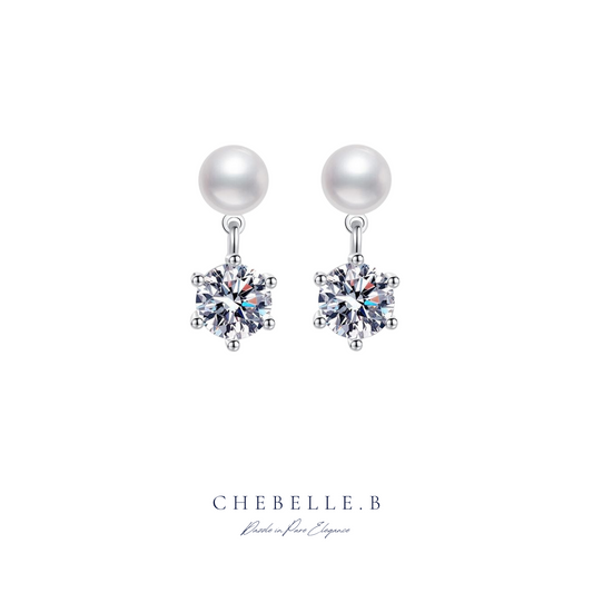 1-carat Moissanite Radiant Pearl Halo Earring