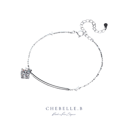 S925 Sterling Silver Crescent 1-Carat Moissanite Bracelet