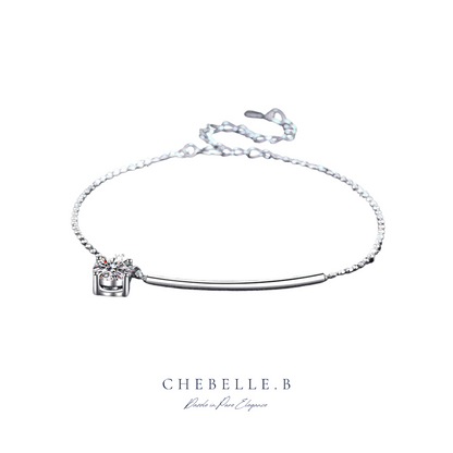 S925 Sterling Silver Crescent 1-Carat Moissanite Bracelet