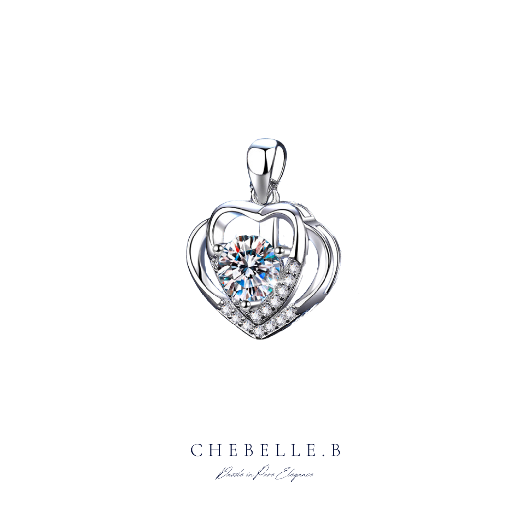 S925 Sterling Silver Hearts in Harmony 1-Carat Moissanite Necklace