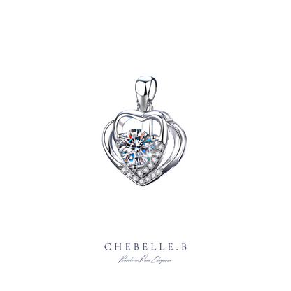 S925 Sterling Silver Hearts in Harmony 1-Carat Moissanite Necklace