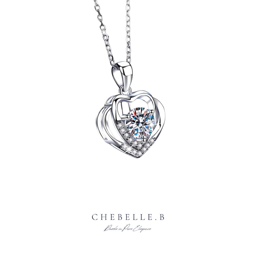 S925 Sterling Silver Hearts in Harmony 1-Carat Moissanite Necklace