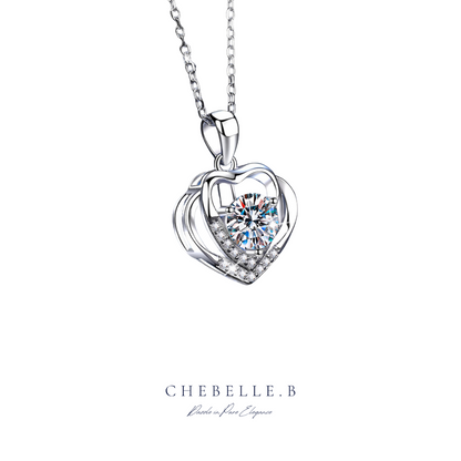 S925 Sterling Silver Hearts in Harmony 1-Carat Moissanite Necklace