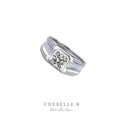 S925 Sterling Silver Vintage 1-Carat Moissanite Men's Ring