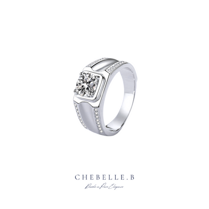 S925 Sterling Silver Vintage 1-Carat Moissanite Men's Ring