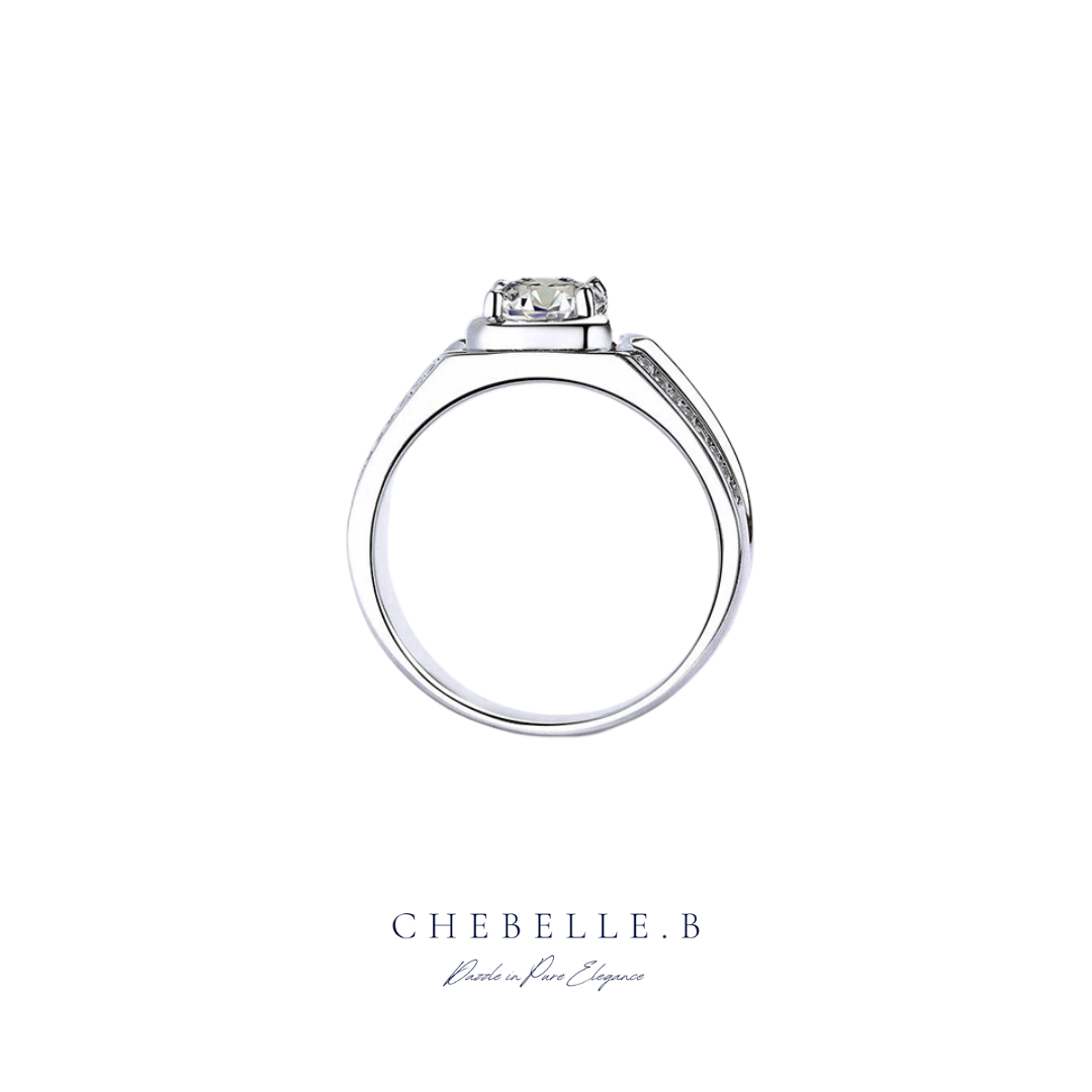 S925 Sterling Silver Vintage 1-Carat Moissanite Men's Ring
