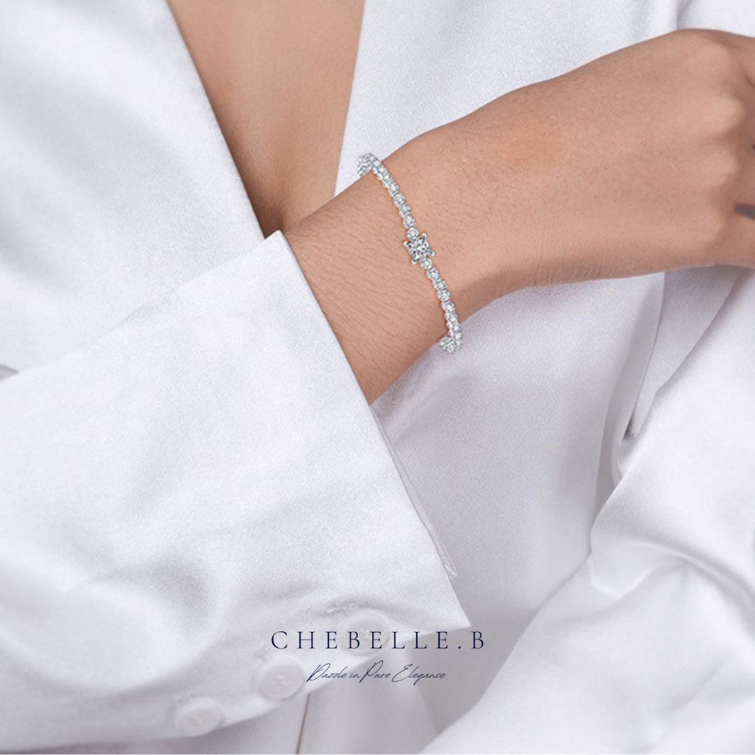 S925 Sterling Silver 1-Carat Moissanite Cubic Bracelet