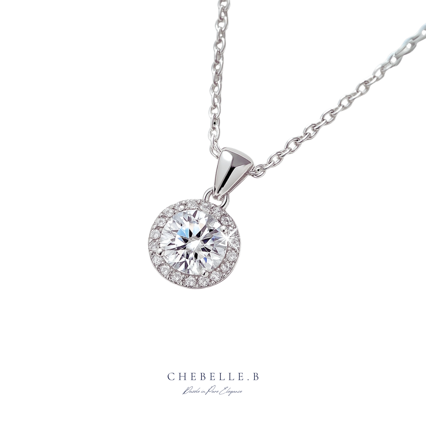 Halo de Lumière 1.0ct Moissanite Halo Pendant Necklace