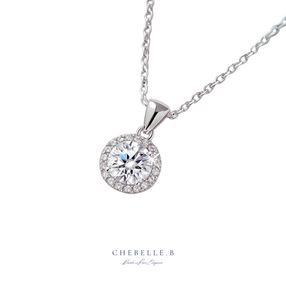 Halo de Lumière 1.0ct Moissanite Halo Pendant Necklace