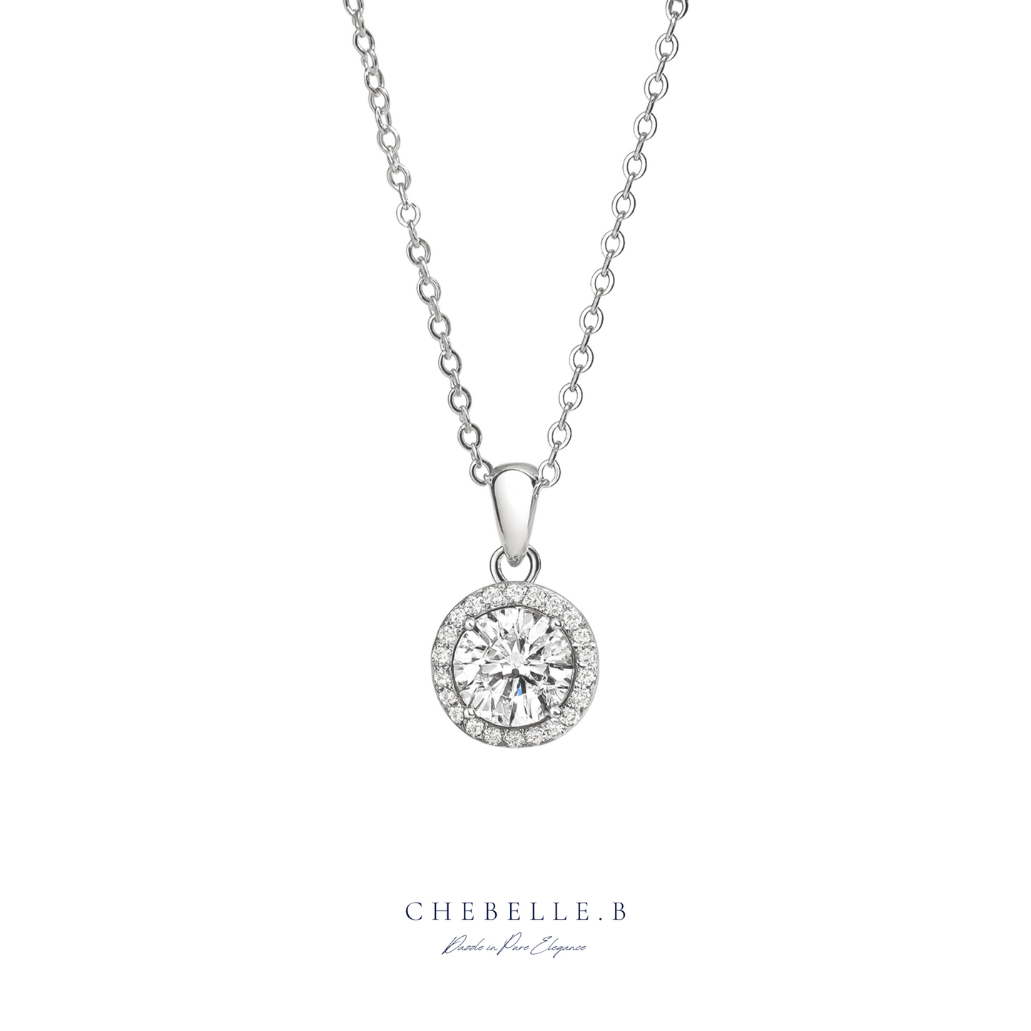 Halo de Lumière 1.0ct Moissanite Halo Pendant Necklace