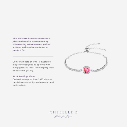 925 Silver Pink Moissanite Love Story Jewelry Set