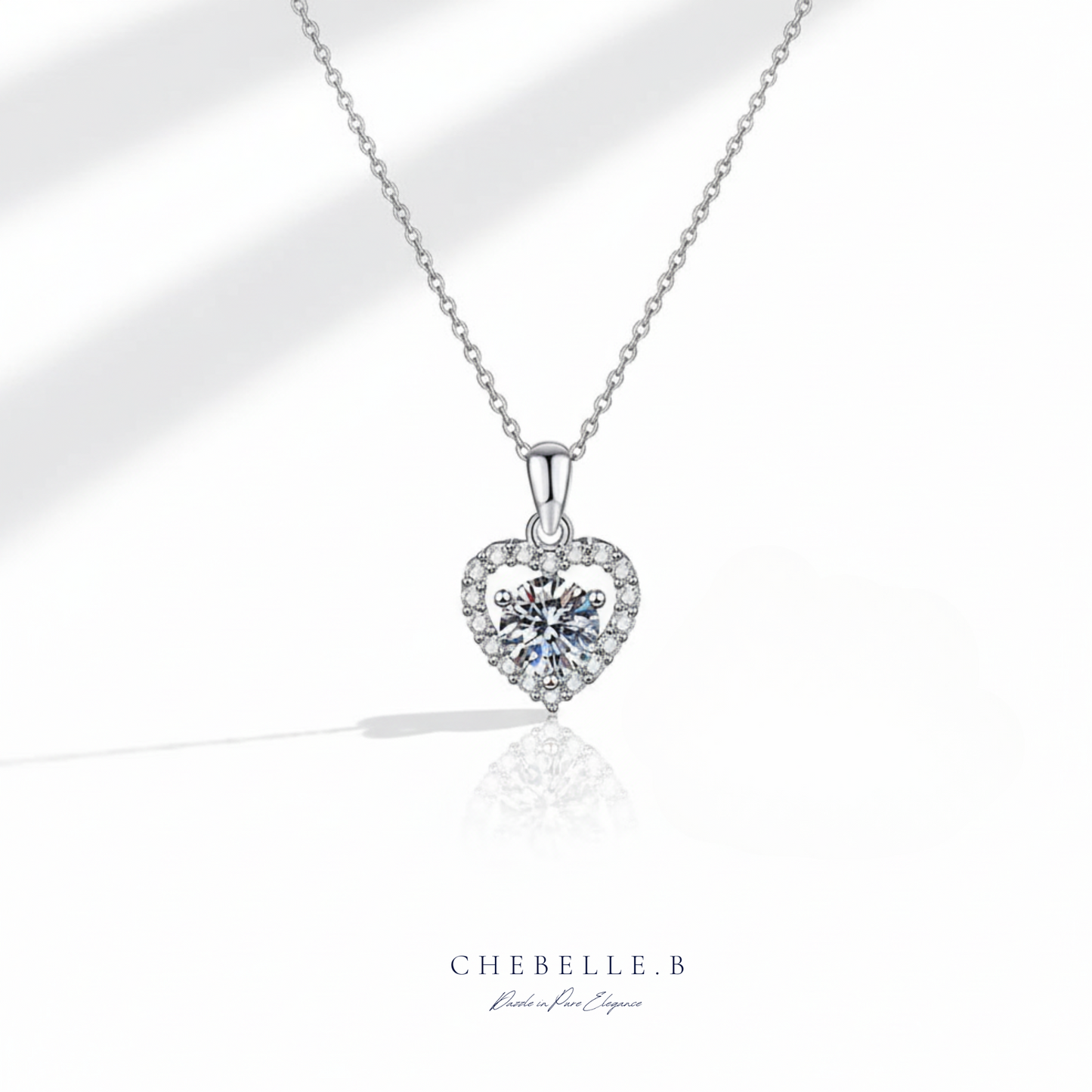 Cœur de Lumière 1.0ct Moissanite Heart Halo Pendant Necklace