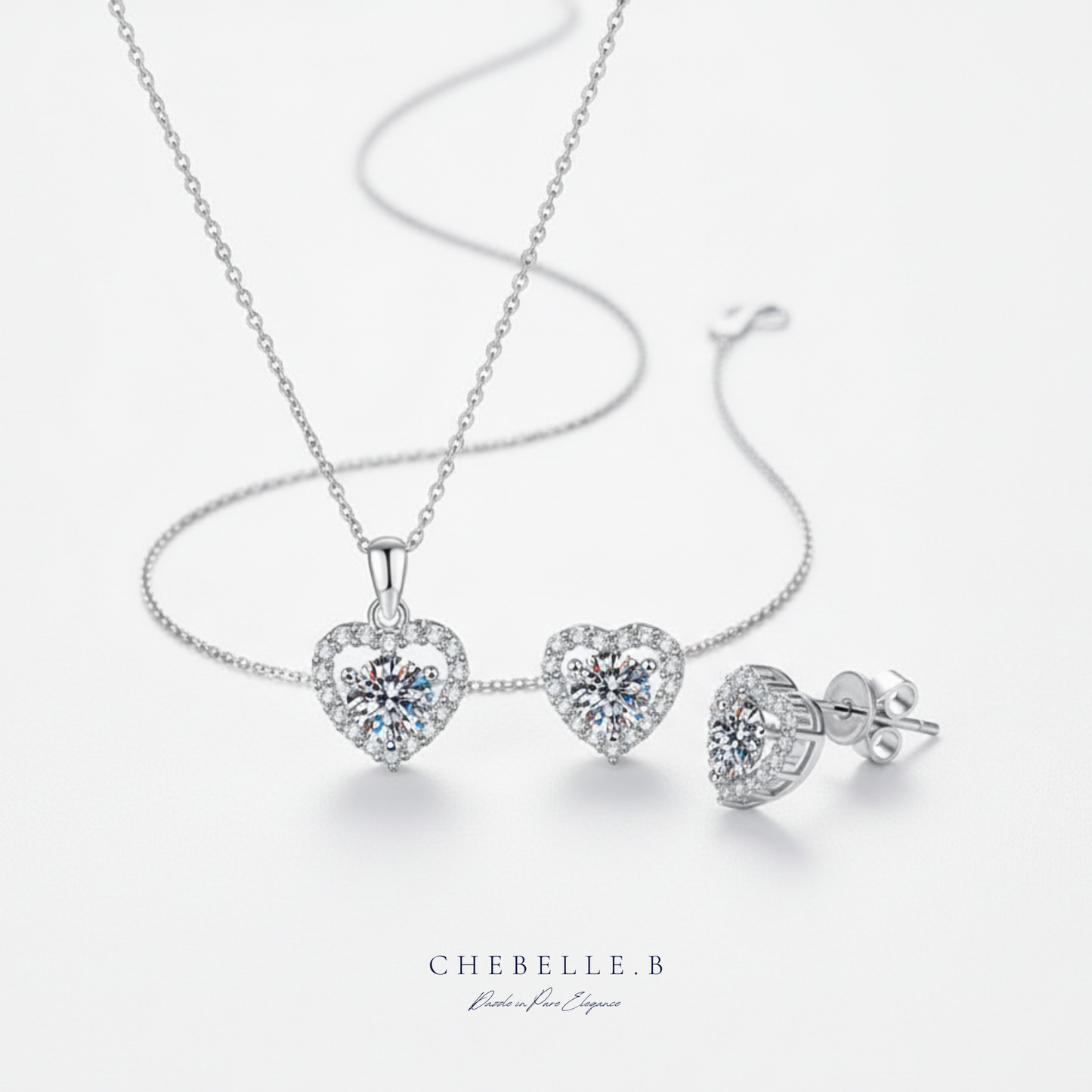 Amour Rayonnant 0.5ct Moissanite Heart Halo Earrings