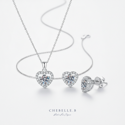 Amour Rayonnant 0.5ct Moissanite Heart Halo Earrings