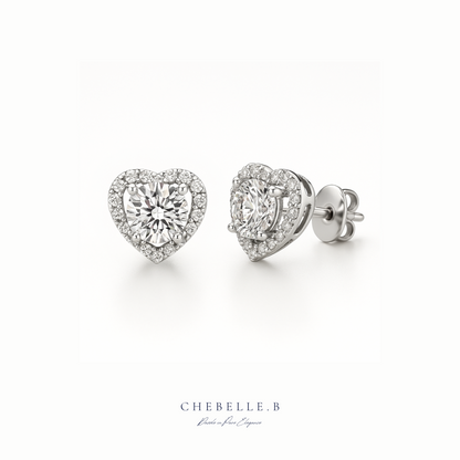Amour Rayonnant 0.5ct Moissanite Heart Halo Earrings