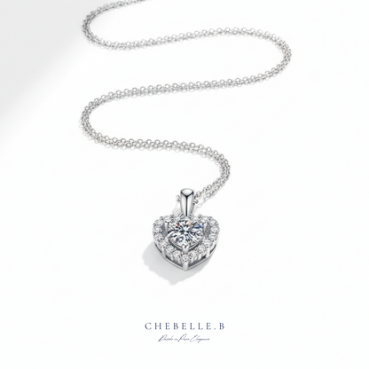 Cœur de Lumière 1.0ct Moissanite Heart Halo Pendant Necklace