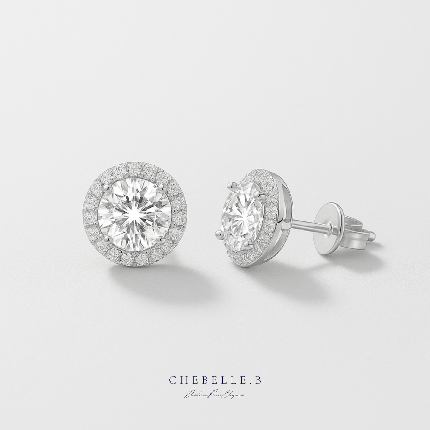 Infinite Sparkle 1.0ct Moissanite Halo Stud Earrings