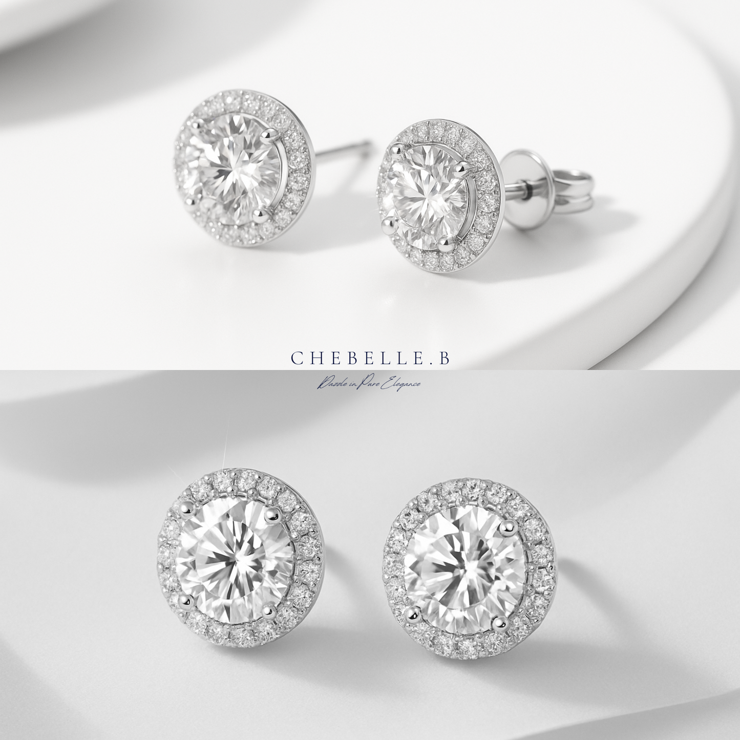 Infinite Sparkle 1.0ct Moissanite Halo Stud Earrings