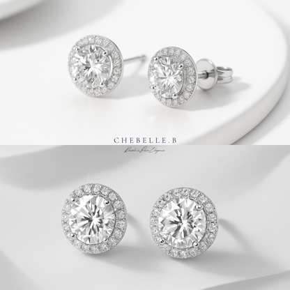 Infinite Sparkle 1.0ct Moissanite Halo Stud Earrings