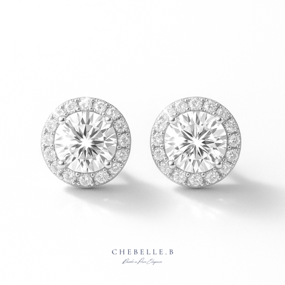 Infinite Sparkle 1.0ct Moissanite Halo Stud Earrings
