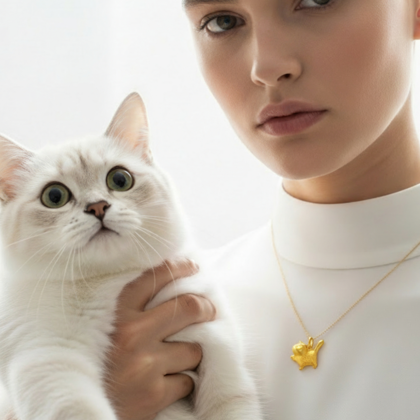 Chic Félin – Golden Cat Pendant Necklace