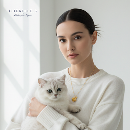 Chic Félin – Golden Cat Pendant Necklace