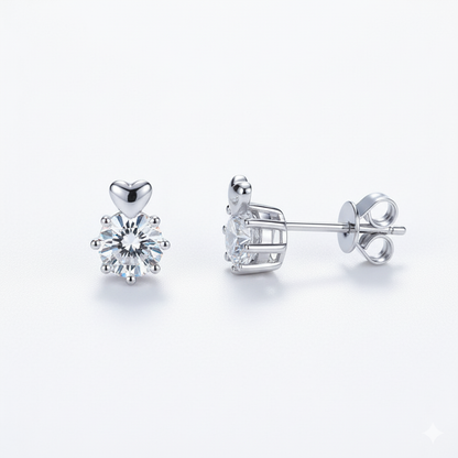 Cœur Brillant | 0.5ct Moissanite Heart Stud Earrings