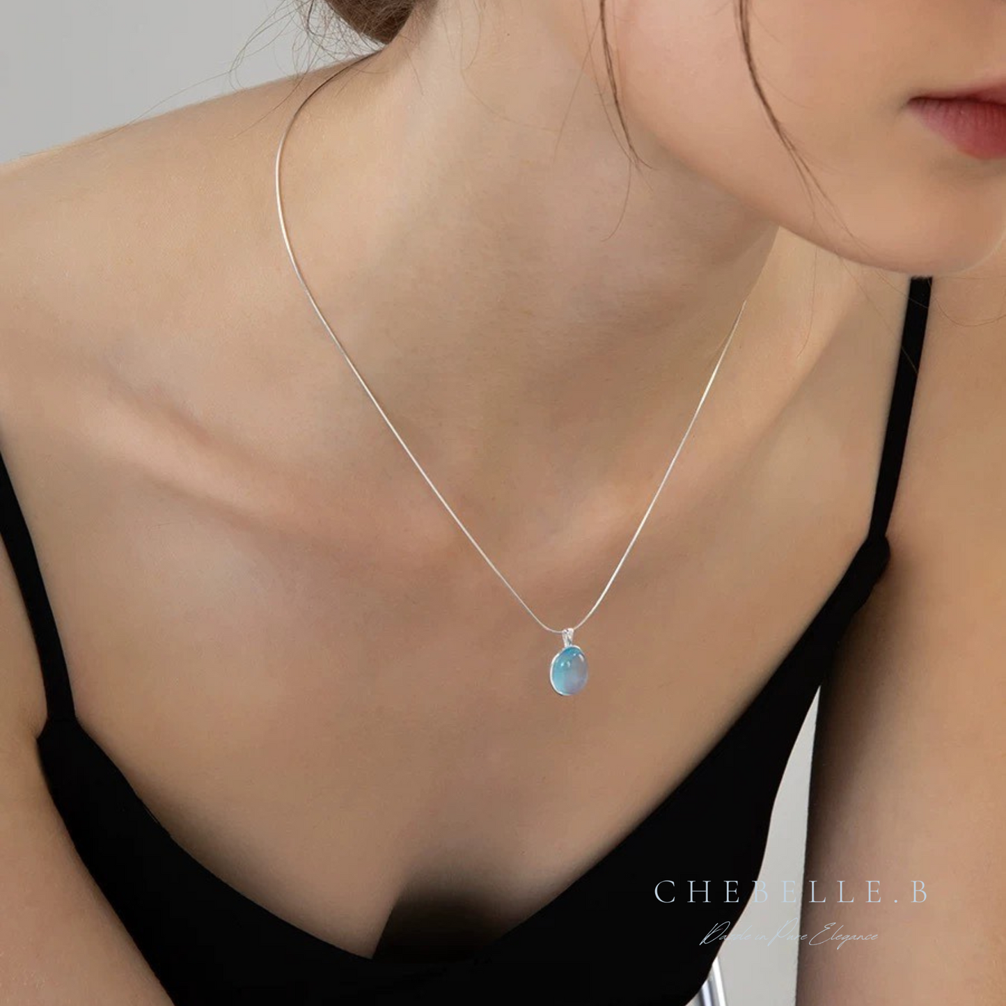 Oceanmist Glow - S925 Aquamarine Necklace