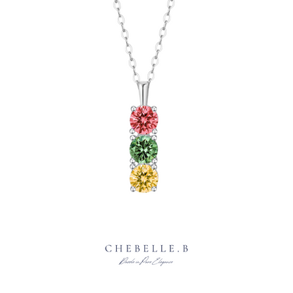S925 Sterling Silver Tricolor 0.5-Carat Moissanite Necklace
