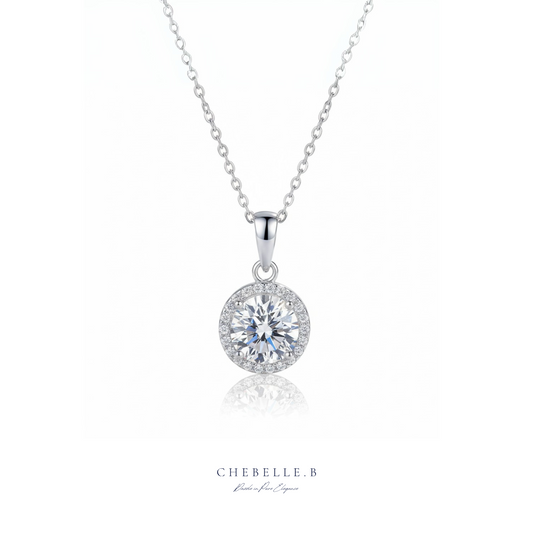 Halo de Lumière 1.0ct Moissanite Halo Pendant Necklace