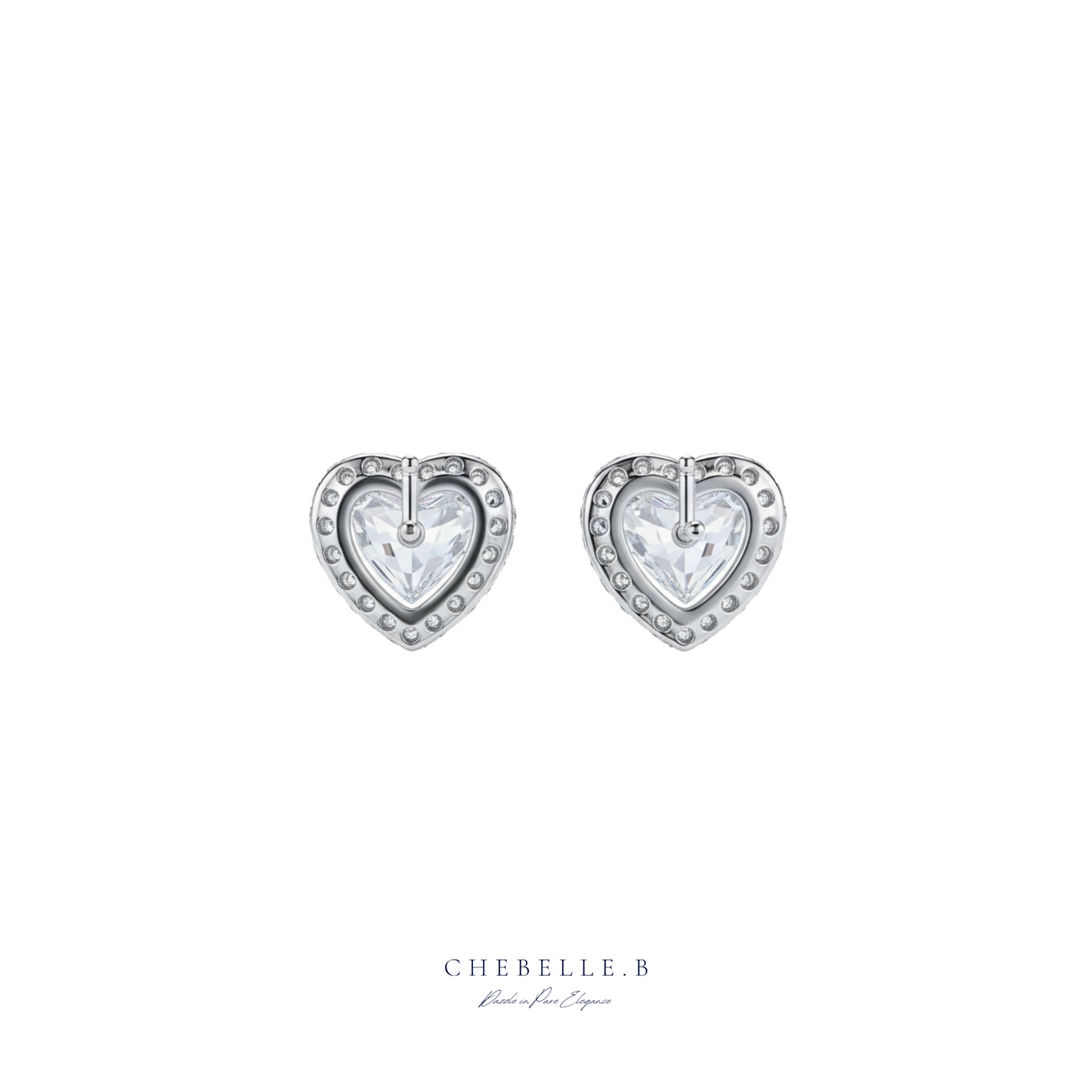 Amour Rayonnant 0.5ct Moissanite Heart Halo Earrings