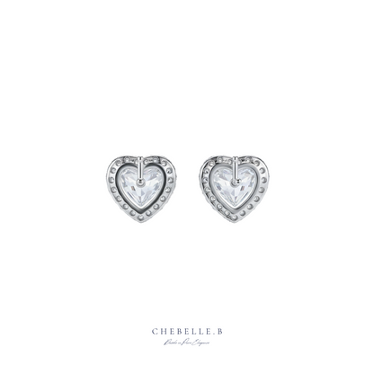 Amour Rayonnant 0.5ct Moissanite Heart Halo Earrings
