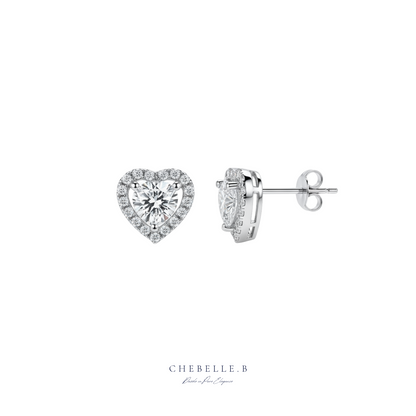 Amour Rayonnant 0.5ct Moissanite Heart Halo Earrings