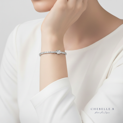 S925 Sterling Silver 1-Carat Moissanite Cubic Bracelet